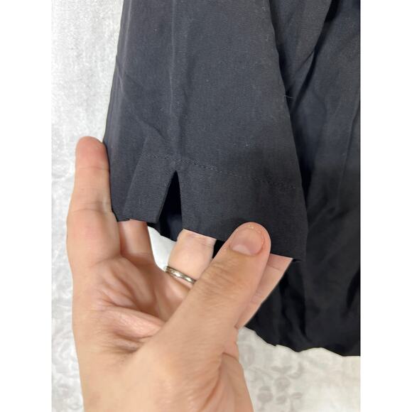 Anna and Frank Button Up Large Black 100% Silk Boxy - Picture 2 of 11
